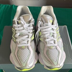 New Balance Women's White and Neon Green Sneakers